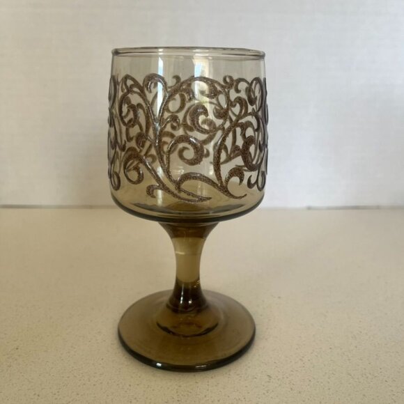 Set Of 4 Libbey Prado Mid Century Scroll Design Wine Glasses - Picture 2 of 4